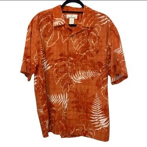 Paradise Shores Men's Collared Button Down Shirt L with Bamboo Buttons Sz L